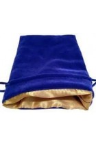 Dice Bag: blauw fluweel met gouden voering (10x15cm)